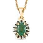 D'Joy Kagem Sambischer Smaragd, Weißer Zirkon Schmuckset ca. 50 cm 925 Silber 750 Gelbgold Vermeil ca. 0.91 ct