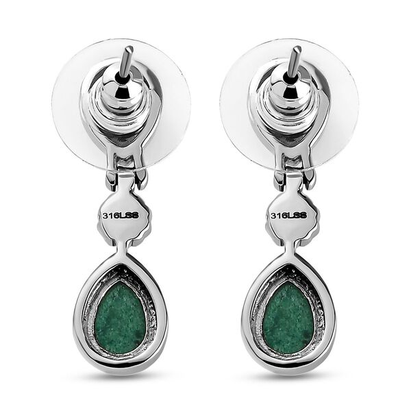 Gr&uuml;ne Aventurin-Ohrringe, Edelstahl ca. 5.02 ct image number 5