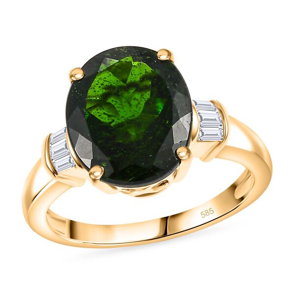 AAA Nat&uuml;rlicher Chromdiopsid und Diamant Ring in 585 Gold - 5,29 ct. image number 4