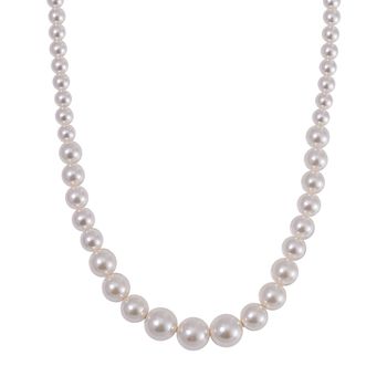 Wei&szlig;e Muschelkernperle Halskette ca. 50 cm Reiner Edelstahl