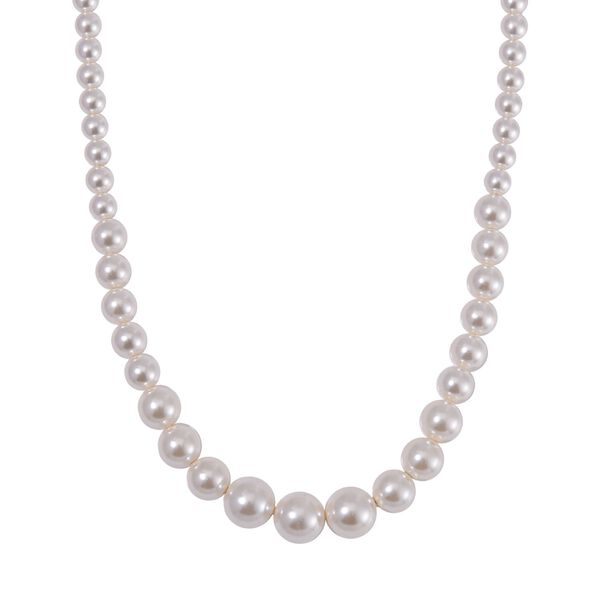 Wei&szlig;e Muschelkernperle Halskette ca. 50 cm Reiner Edelstahl