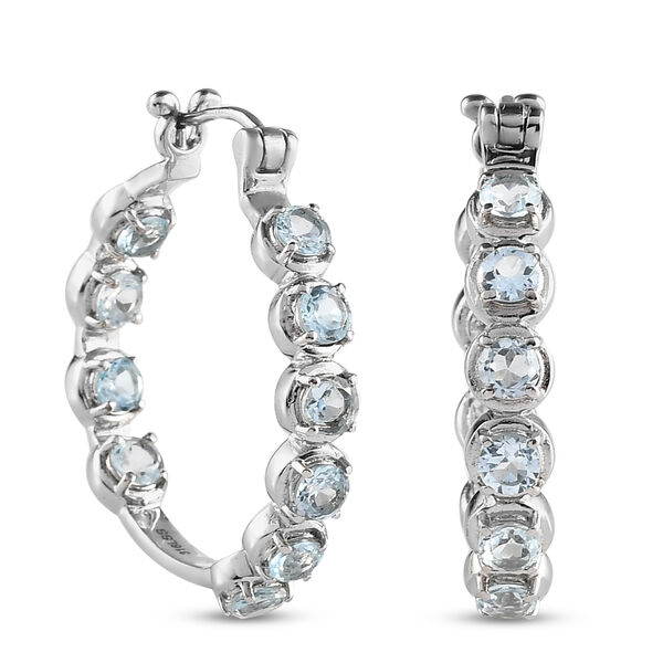 Himmelblaue Topas Creolen Edelstahl ca. 6,14 ct