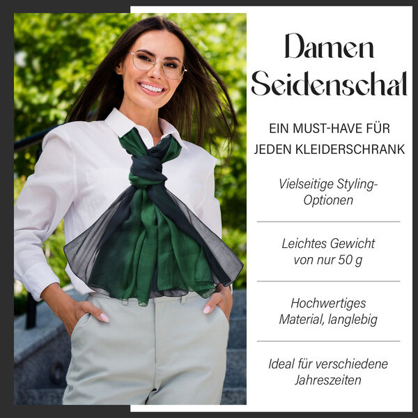LA MAREY Ombre Chiffon Seiden Schal, Gr&uuml;n image number 2