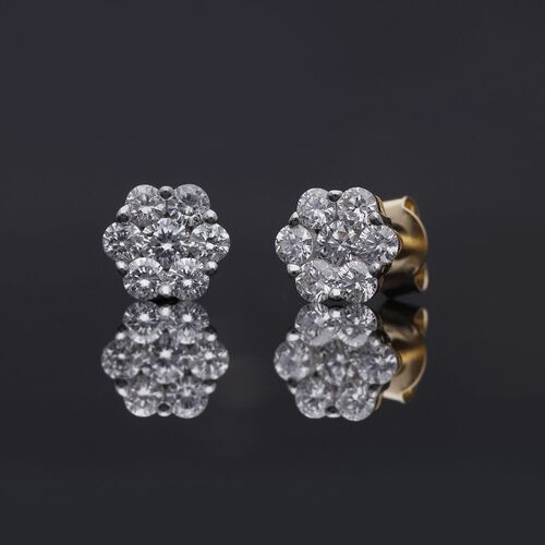 LUXURIANT DIAMOND- SI Labor Diamant Ohrringe, 925 Silber Gelbgold Vermeil - 0,51 ct. image number 2