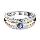 Tansanit Ring 925 Silber bicolor, (Größe 18.00) ca. 0.27 ct