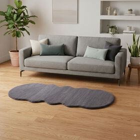 Serenity Night - Weicher Langflor Teppich in Wolkenform mit Schaumstoffunterlage, 60x180 cm, Grau