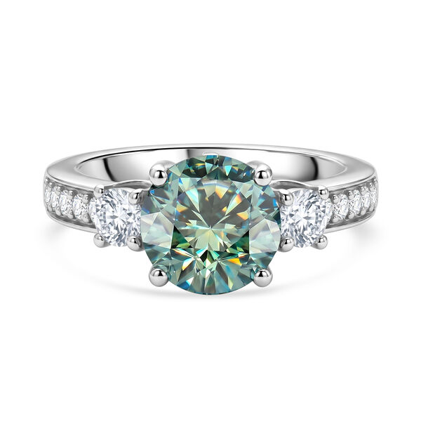 D'Joy Blauer Moissanit, Moissanit Ring 925 Silber Rhodiniert (Gr&ouml;&szlig;e 17.00) ca. 2,29 ct