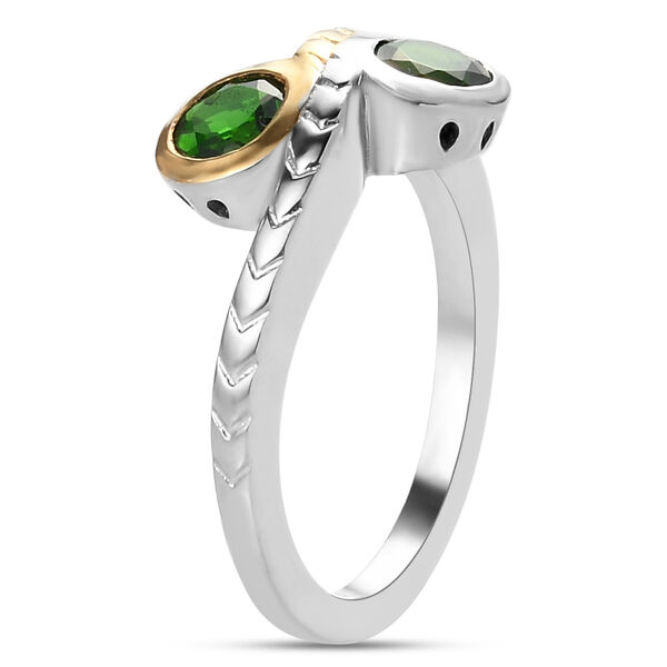 Natürlicher Chromdiopsid Bypass Ring 925 Silber bicolor  ca. 0,83 ct image number 5