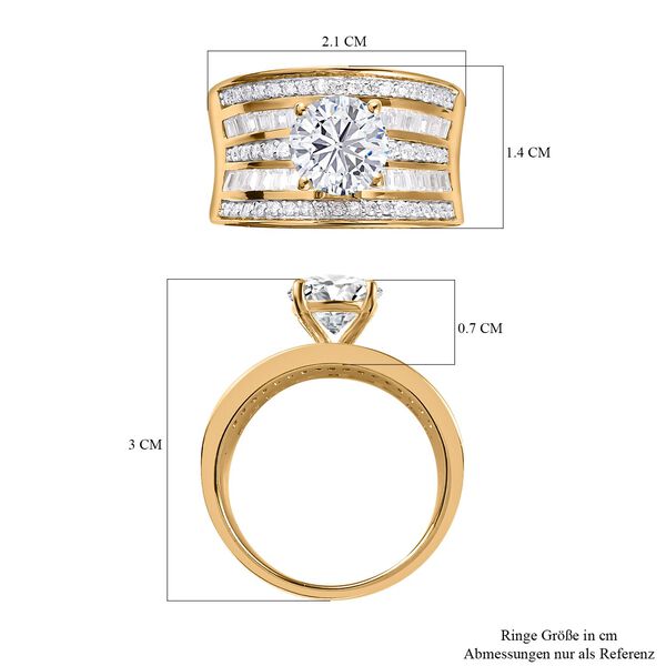 Moissanit Ringe 925 Silber Gelbgold Vermeil (Größe 18.00) ca. 3.59 ct image number 5