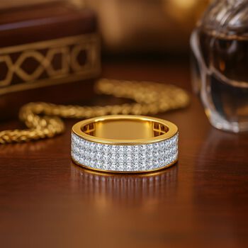 LUXURIANT DIAMOND - Lab Grown Diamant SI-GH SGL zertifiziert Ring, 925 Silber 750 Gelbgold Vermeil (Gr&ouml;&szlig;e 18.00) ca. 1.00 ct