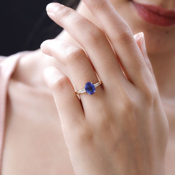 AAA Tansanit und Diamant Ring in 585 Gold -1,94 ct. image number 3