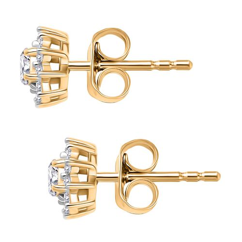 LUXURIANT DIAMOND- SI Labor Diamant Halo Ohrringe, 925 Silber 750 Gelbgold Vermeil - 0,50 ct. image number 4