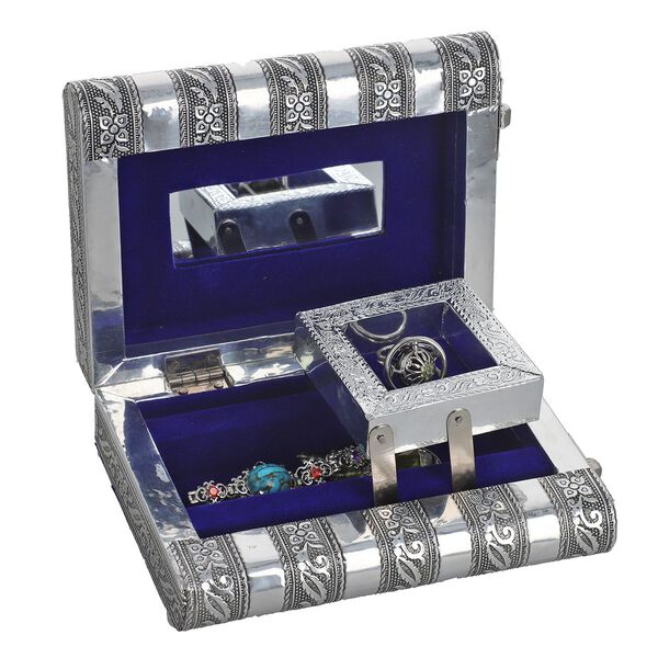 Handgefertigtes, Aluminium-Schmuckkästchen, silber, Tigerprägung image number 5