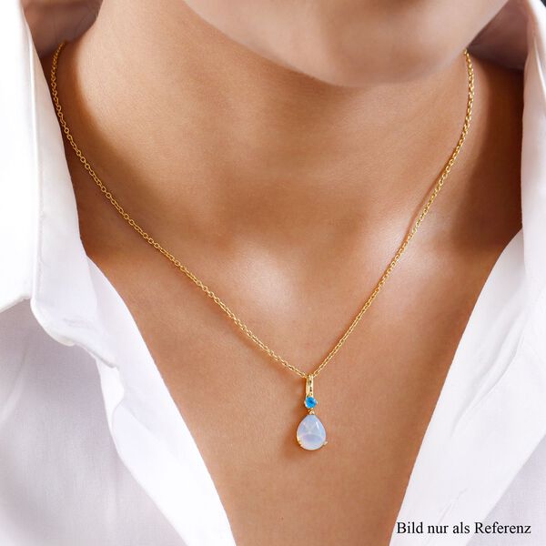 Nat&uuml;rlicher, &auml;thiopischer Welo Opal und Neon Apatit Anh&auml;nger, 925 Silber vergoldet, 1,70 ct. image number 2