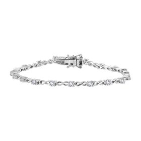 Moissanit Armband ca. 19 cm 925 Silber rhodiniert ca. 1.98 ct