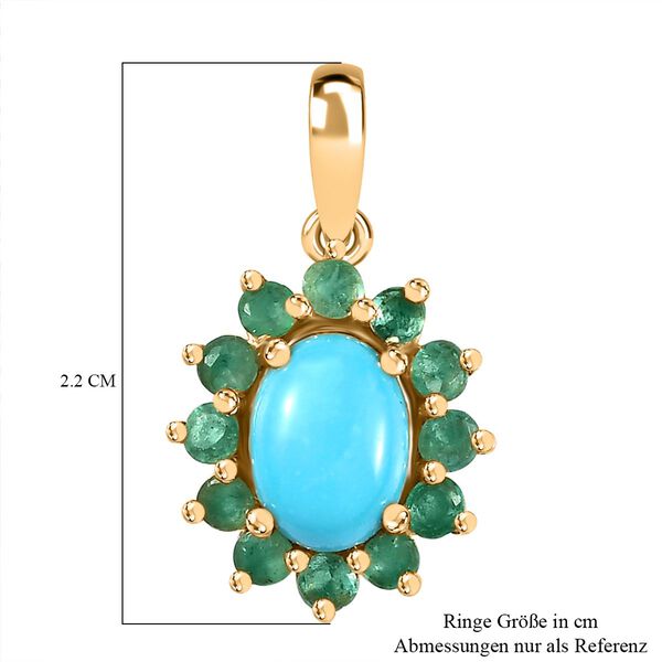 AA Sleeping Beauty T&uuml;rkis, Kagem Sambischer Smaragd Anh&auml;nger 925 Silber 750 Gelbgold Vermeil ca. 1.61 ct image number 6