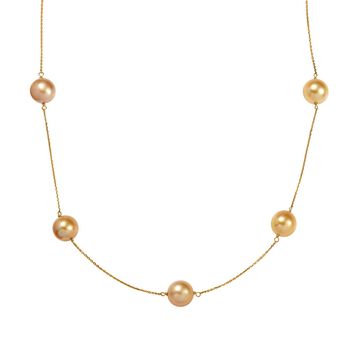 AAA goldene S&uuml;dseeperle 50cm Station Halskette in 750 Gold