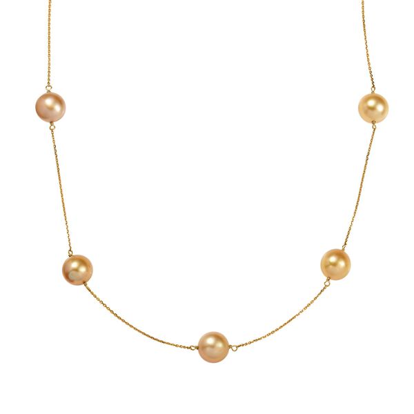 AAA goldene S&uuml;dseeperle 50cm Station Halskette in 750 Gold