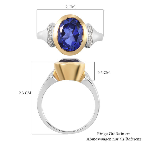 Farbiger Tansanit Quarz und weißer Zirkon-Ring, 925 Silber Bicolor  ca. 2,90 ct image number 7