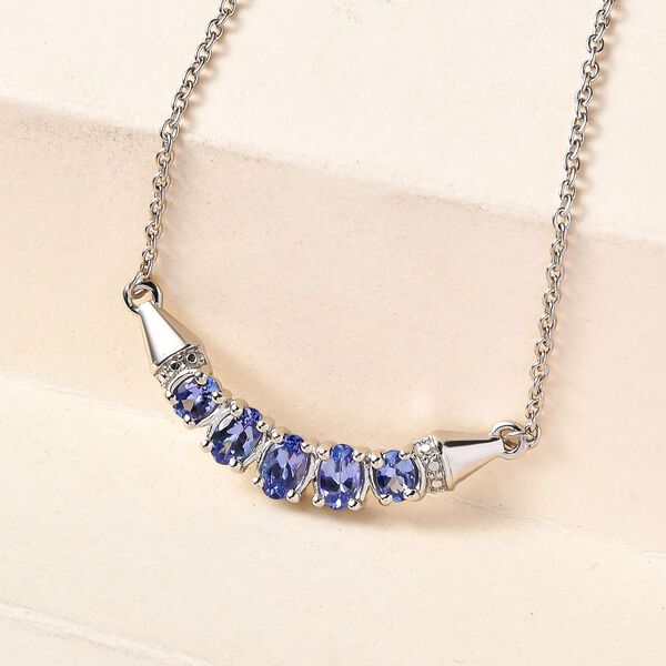 Tansanit Halskette, ca. 45 cm, 925 Silber platiniert, ca. 1.04 ct image number 3