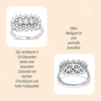 I1 GH SGL zertifizierter Diamant-Boot-Ring - 2 ct.