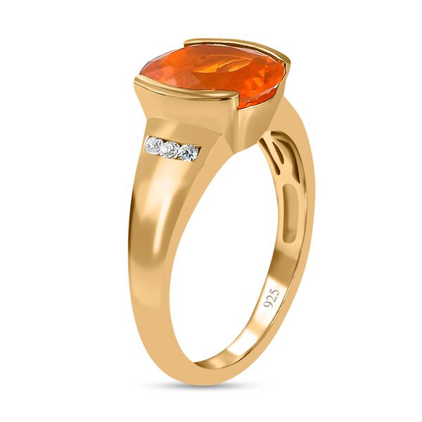 Brasilianischer Feueropal und Zirkon-Ring - 2,50 ct. image number 5
