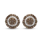 Natürliche Champagner Diamant-Ohrstecker, 925 Silber Roségold Vermeil ca. 0,50 ct