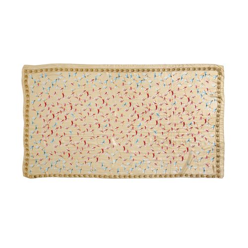 LA MAREY bedruckter Seidenschal, Beige und rosa, Libelle image number 0