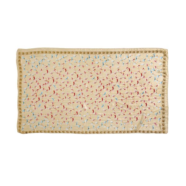 LA MAREY bedruckter Seidenschal, Beige und rosa, Libelle image number 0