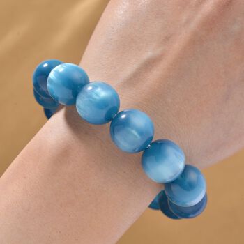Simuliertes flexibles Apatit blaues Katzenauge Armband - 180 ct.