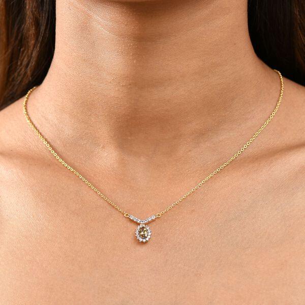 AA natürliche, goldene Tansanit und Zirkon Halskette, 45 cm - 0,87 ct. image number 2