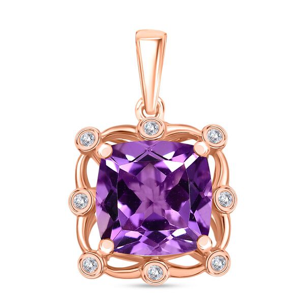 D'Joy AAA Rose De France Amethyst und Zirkon Anh&auml;nger - 4,36 ct.