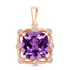 D'Joy AAA Rose De France Amethyst, Weißer Zirkon Anhänger 925 Silber 750 rosévergoldet ca. 4,36 ct.