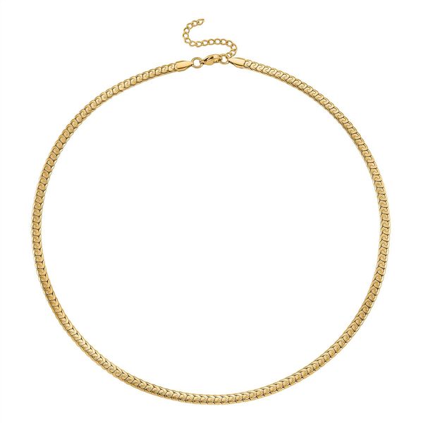 Gliederketten- und Herringbone-Design Halsketten-Set, Edelstahl, ca. 50 cm, goldafarben image number 5