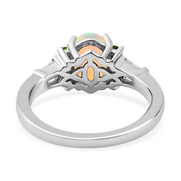 Nat&uuml;rlicher &Auml;thiopischer Opal und Mehrfarbige Edelstein Ring 925 Silber Platin-&Uuml;berzug image number 6