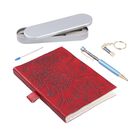 3er Set - Notizbuch mit Einband aus 100% echtem Leder, Kugelschreiber und Schlüsselanhänger gefüllt mit echtem Saphir image number 0
