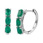 Smaragd-Quarz-Triplette-Creolen, 925 Silber platiniert ca. 3.58 ct