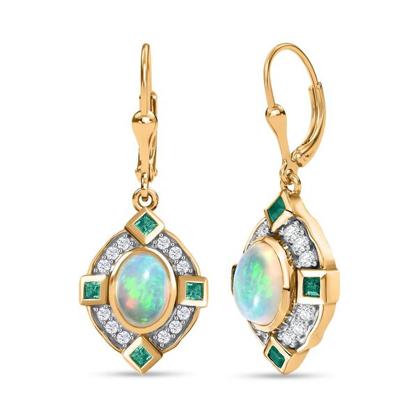 AA &auml;thiopische Welo Opal, Kagem sambische Smaragd und Zirkon-Ohrringe - 2,65 ct.