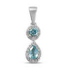 Kambodschanischer blauer und Weißer Zirkon Anhänger 925 Silber platiniert ca. 1,57 ct
