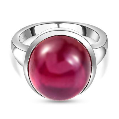 Afrikanischer Rubin (Fissure gef&uuml;llt)-Ring, 925 Silber platiniert (Gr&ouml;&szlig;e 20.00) ca. 21.06 ct