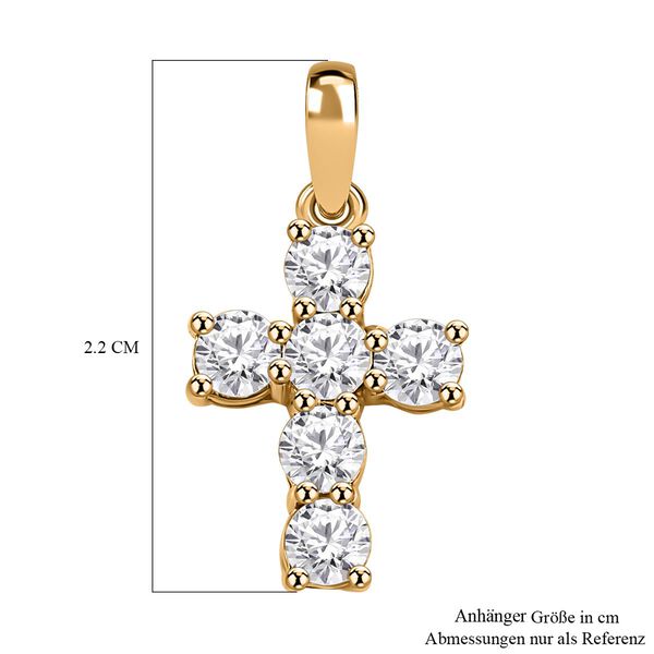 J Francis gefertigt mit SWAROVSKI- Wei&szlig;er Swarovski Kristall Anh&auml;nger, 925 Silber vergoldet image number 6