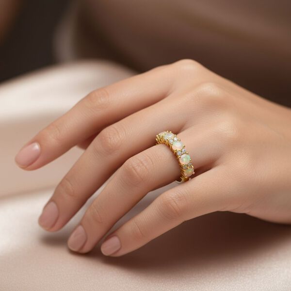 D'Joy nat&uuml;rlicher, &auml;thiopischer Welo Opal und Zirkon Ring - 0,75 ct. image number 3