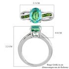 Pfau Triplett Quarz und Natürlicher Chromdiopsid Ring 925 Silber platiniert  ca. 2,41 ct image number 6