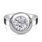 Rundschliff Moissanit Ring, 925 Silber rhodiniert, (Größe 17.00) ca. 3.47 ct