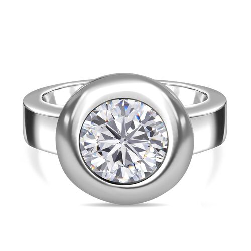 Rundschliff Moissanit Ring, 925 Silber Gelbgold Vermeil ca. 3.47 ct