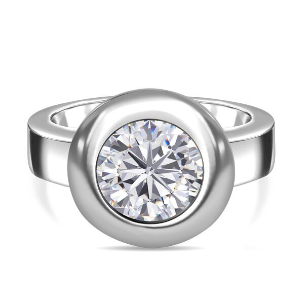 Rundschliff Moissanit Ring, 925 Silber Gelbgold Vermeil ca. 3.47 ct