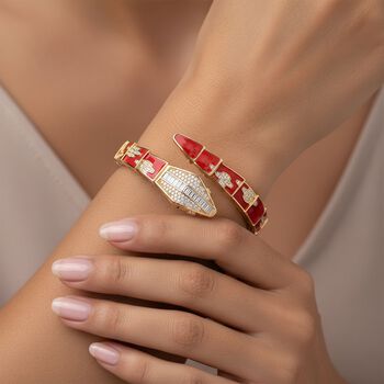 Wei&szlig;er Zirkonia Armreif ca. 19 cm Nickelfreies Messing emailliert