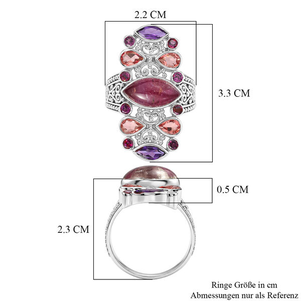 Sajen Silber-Quarz Dublett Himmlischer Rubin, Regenbogen err&ouml;ten mystischen Quarz Ring 925 Silber rhodiniert (Gr&ouml;&szlig;e 17.00) ca. 4.70 ct image number 6