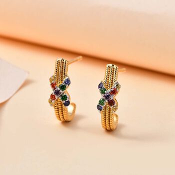 Lustro Stella Roter Zirkonia, Orange Zirkonia Ohrringe 925 Silber vergoldet