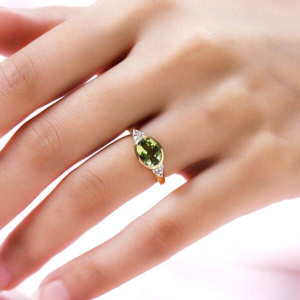 Natürlicher Peridot und weißer Zirkon-Ring, 925 Silber vergoldet  ca. 2,07 ct image number 3